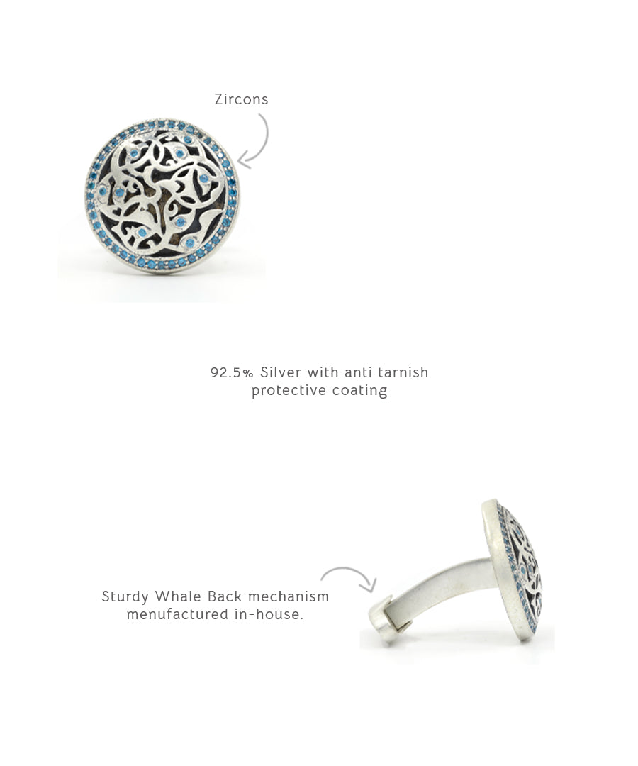 Bodhi Cufflinks - Aqua Blue Gemstones