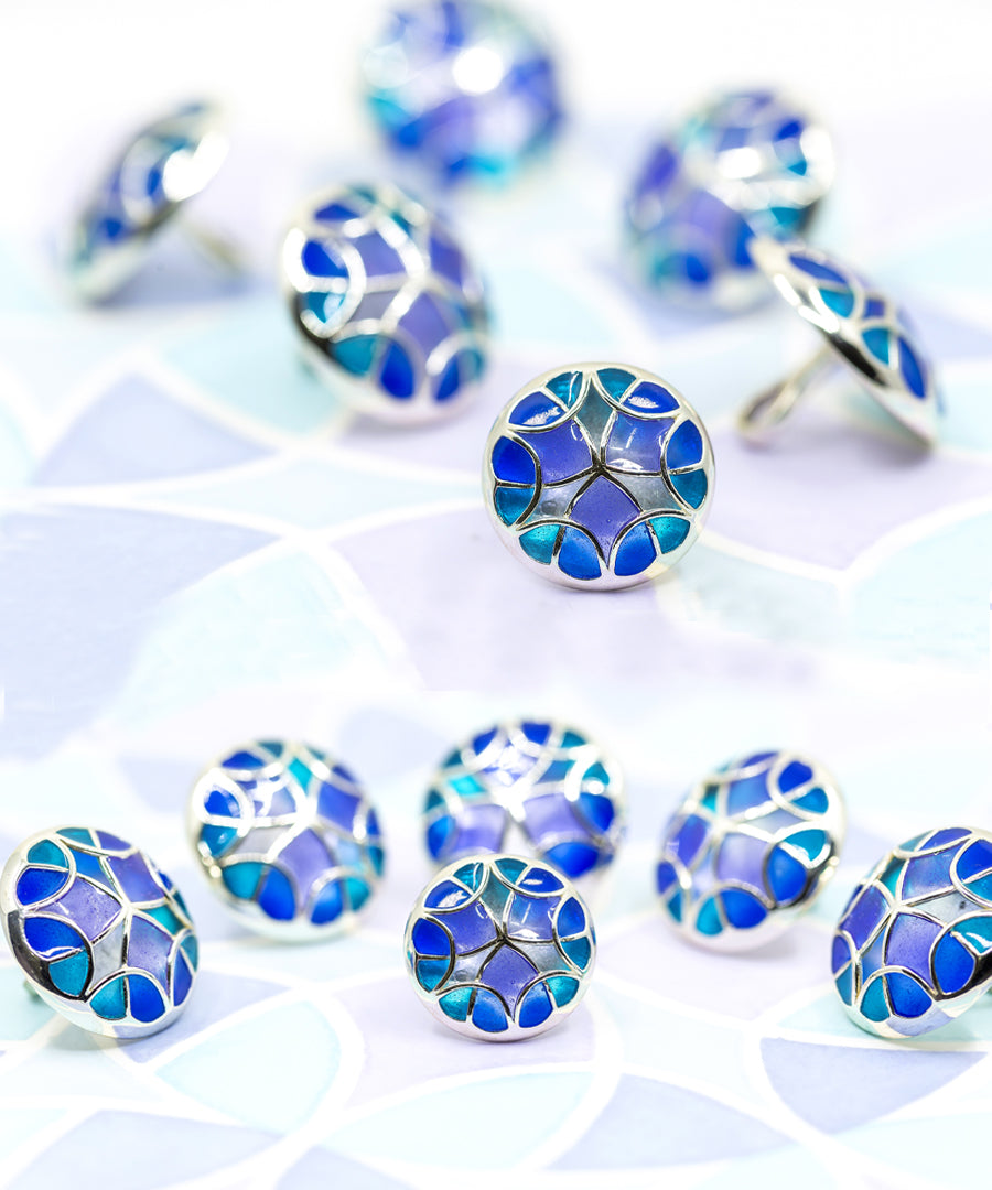 Aqua Blue Kaleidoscope Sherwani Buttons