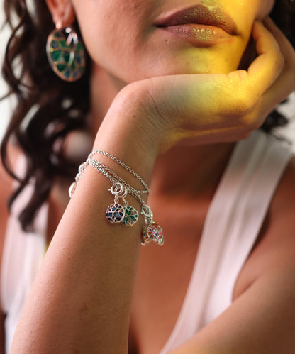 Kaleidoscope silver charm bracelets for women.