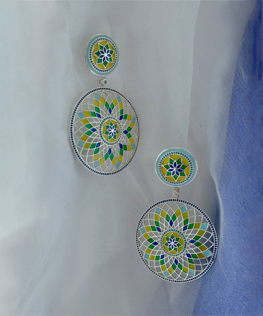 Ruya Anti-Tarnish Blue Zircon Meenakari Long Earrings