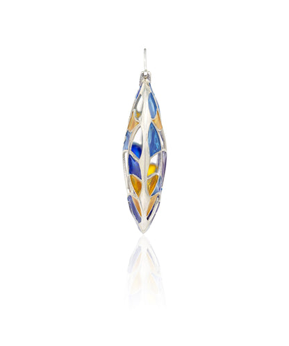 Aqua Blue Kaleidoscope Polychrome Hoop Earrings