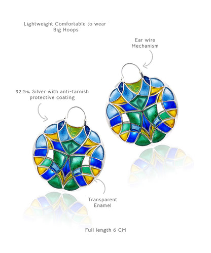 Rama Green Kaleidoscope Polychrome Hoop Earrings