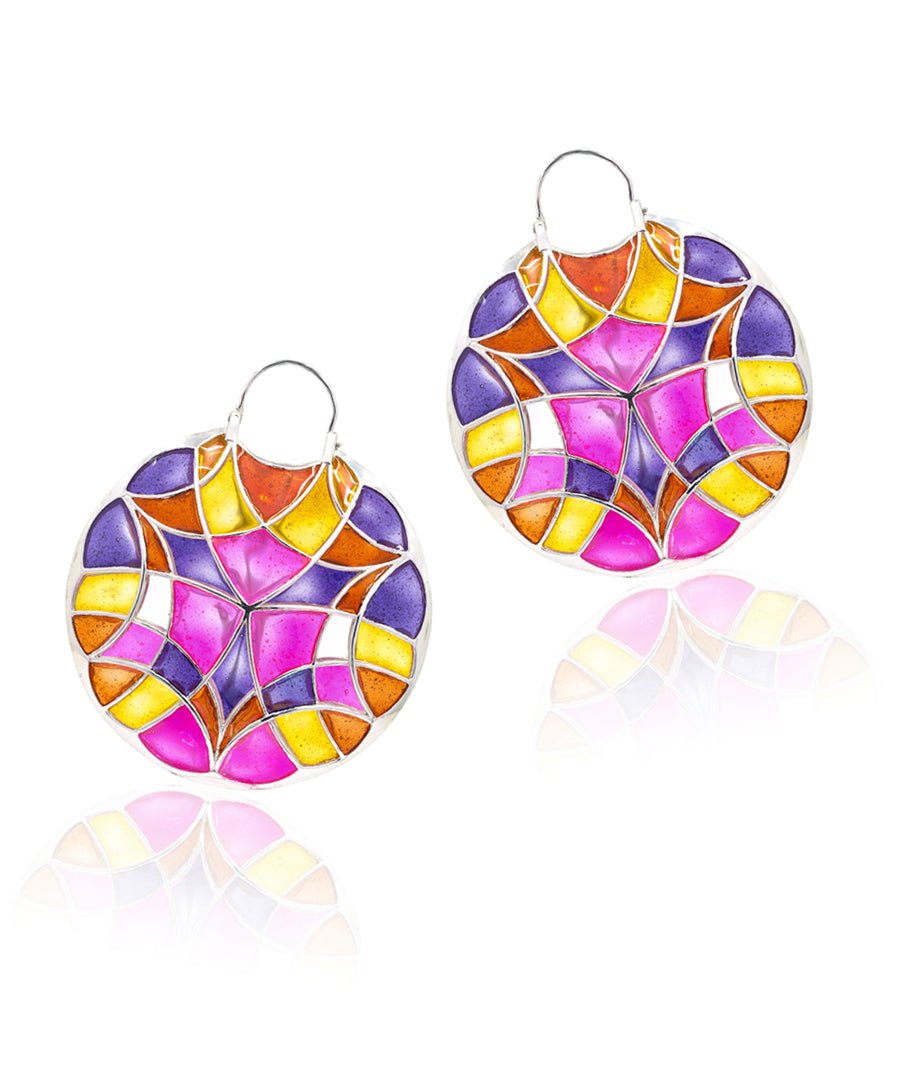 Rust Pink Kaleidoscope Varichrome Hoop Earrings