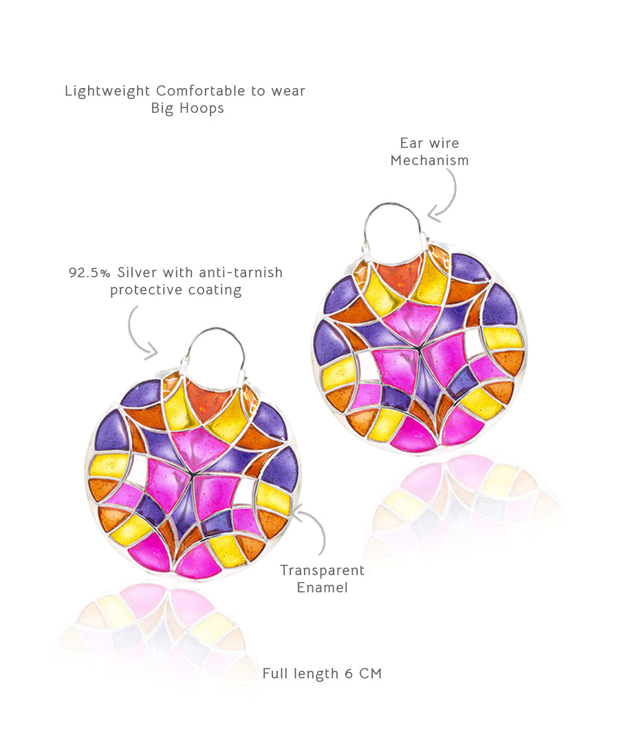 Rust Pink Kaleidoscope Varichrome Hoop Earrings