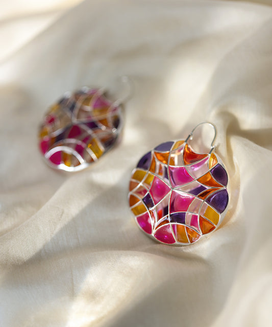 Rust Pink Kaleidoscope Varichrome Hoop Earrings