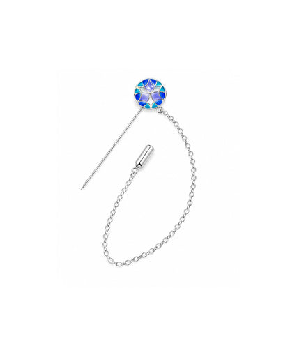 Aqua Blue Kaleidoscope Lapel Pin