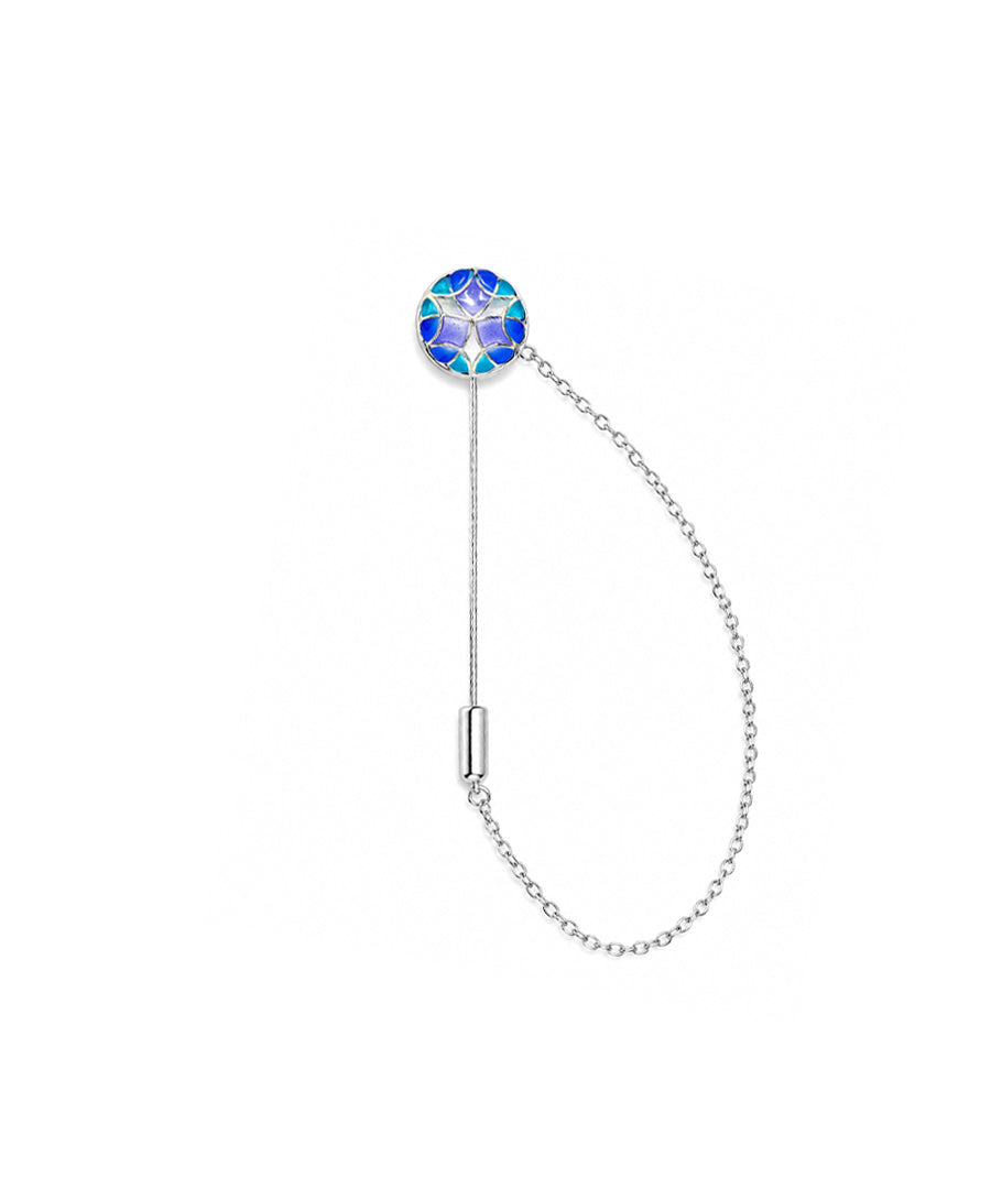 Aqua Blue Kaleidoscope Lapel Pin