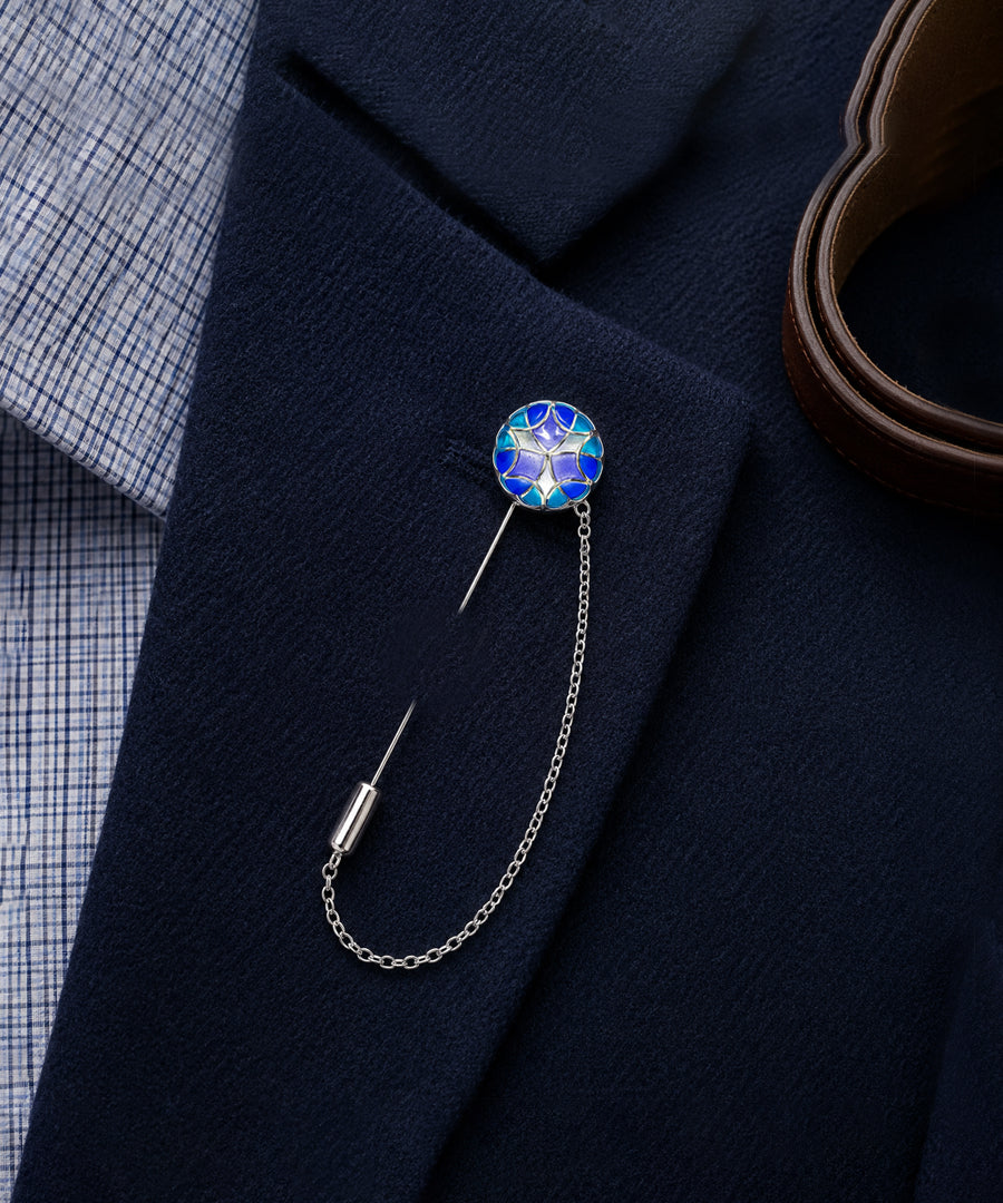 Aqua Blue Kaleidoscope Lapel Pin