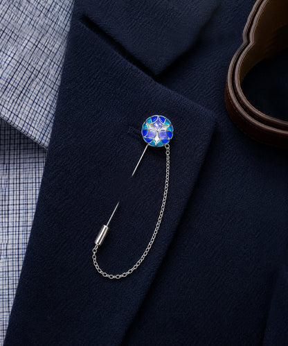 Aqua Blue Kaleidoscope Lapel Pin