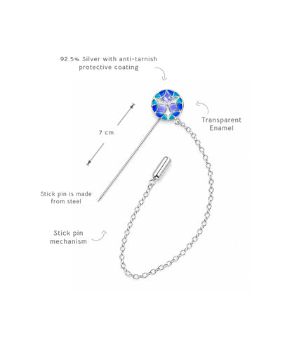 Aqua Blue Kaleidoscope Lapel Pin