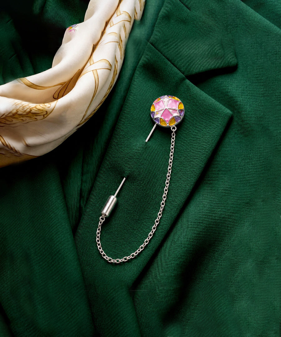 Rust Pink Kaleidoscope Lapel Pin