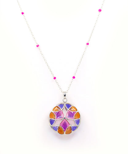 Silver long chain necklace pendant from aleidoscope collection by manner india.