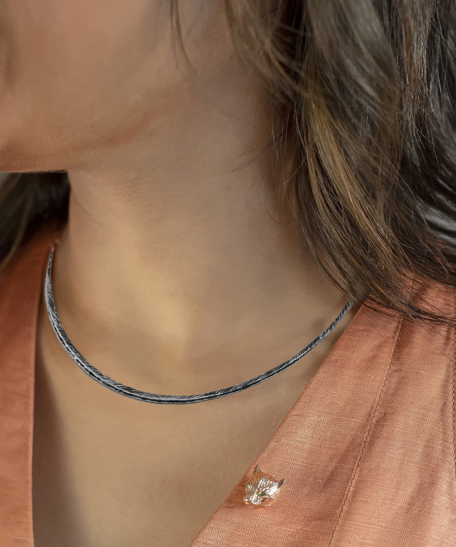 Silver Oxide Untamed Hasli Choker Necklace