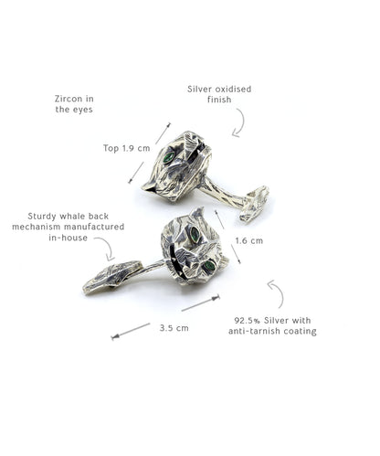 Silver Oxidised Untamed Panther Cufflinks