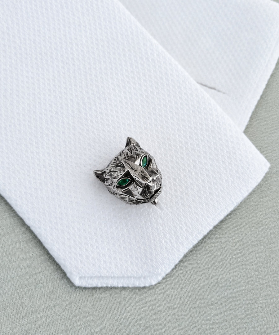 Men’s designer panther cufflinks handcrafted in Jaipur