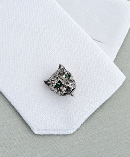Men’s designer panther cufflinks handcrafted in Jaipur