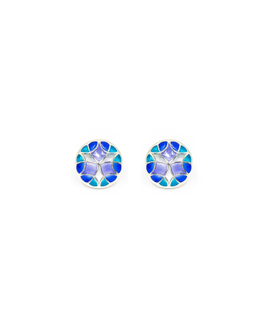 Aqua Blue Kaleidoscope Stud Earrings