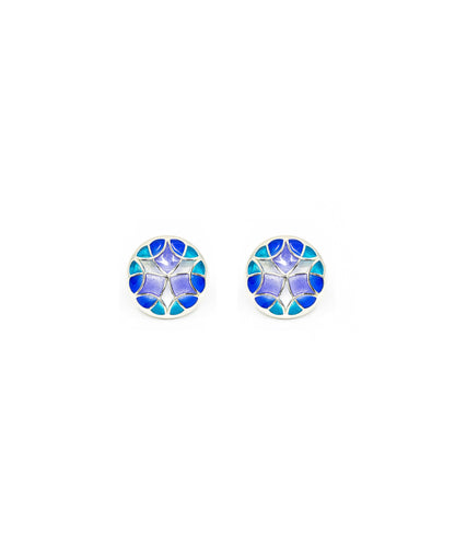 Aqua Blue Kaleidoscope Stud Earrings