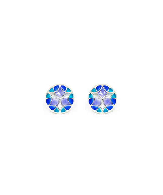 Aqua Blue Kaleidoscope Stud Earrings