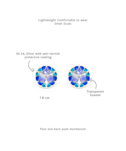 Aqua Blue Kaleidoscope Stud Earrings