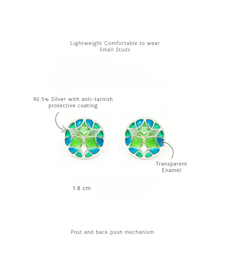 Rama Green Kaleidoscope Small Stud Earrings