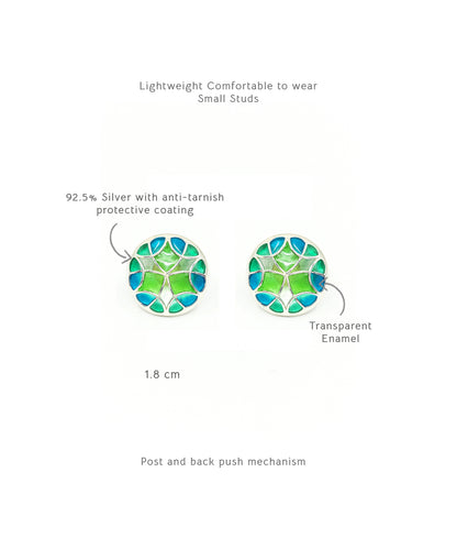 Rama Green Kaleidoscope Small Stud Earrings