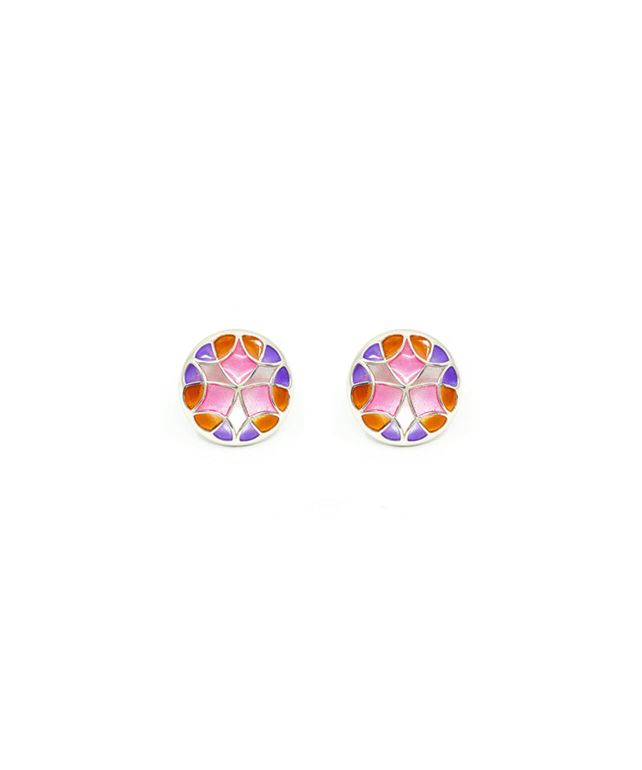 Rust Pink Kaleidoscope Stud Earrings