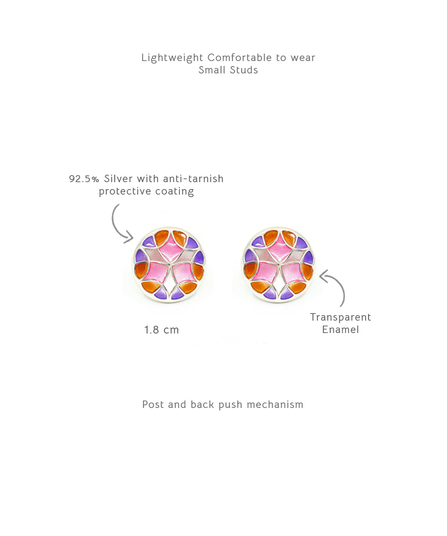 Rust Pink Kaleidoscope Stud Earrings