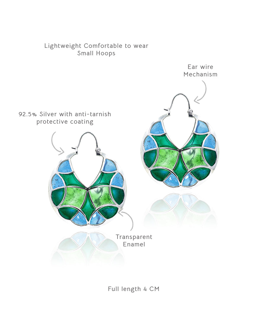 Rama Green Kaleidoscope Varichrome Hoop Earrings