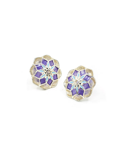 Gul Youthika Stud Earrings — Blue Meenakari