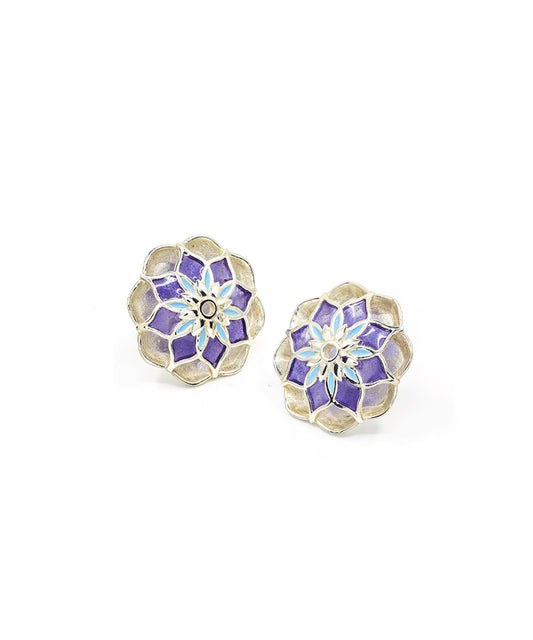 Gul Youthika Stud Earrings — Blue Meenakari