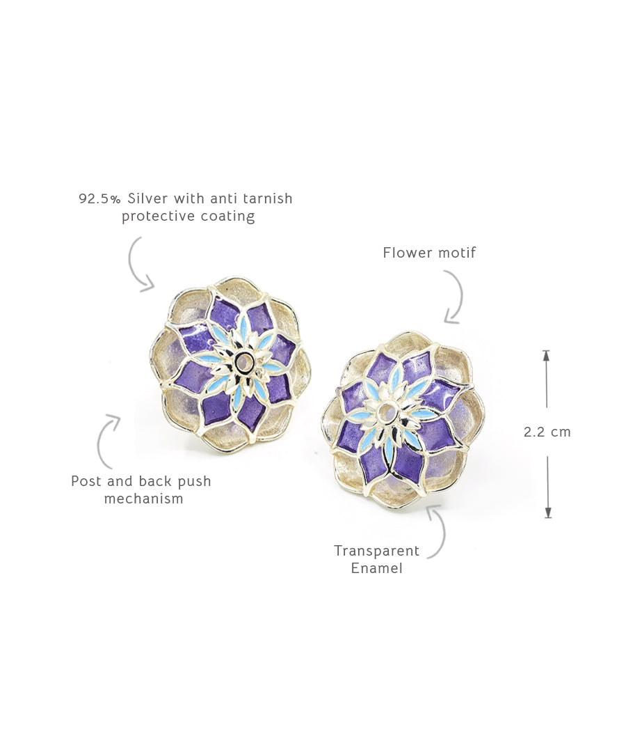 Gul Youthika Stud Earrings — Blue Meenakari
