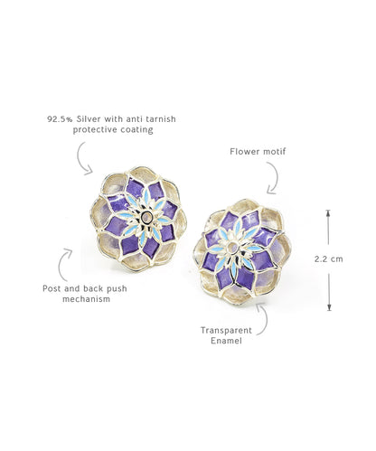 Gul Youthika Stud Earrings — Blue Meenakari