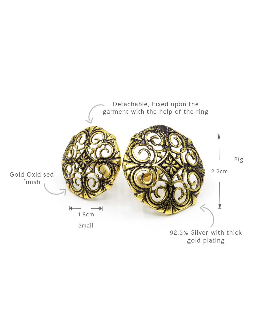 Thar Sherwani Buttons - Gold Oxide Finish