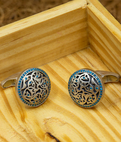 Bodhi Cufflinks - Aqua Blue Gemstones