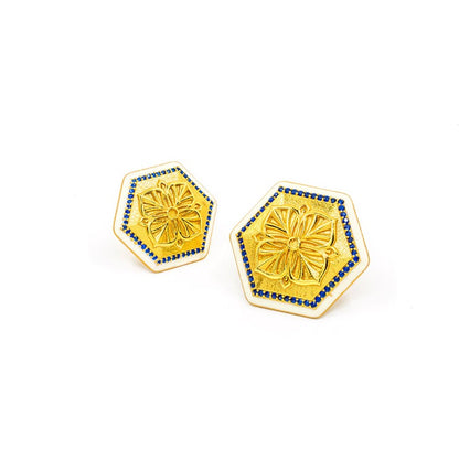 Golden Blue Zircon Magnolia Sherwani Buttons