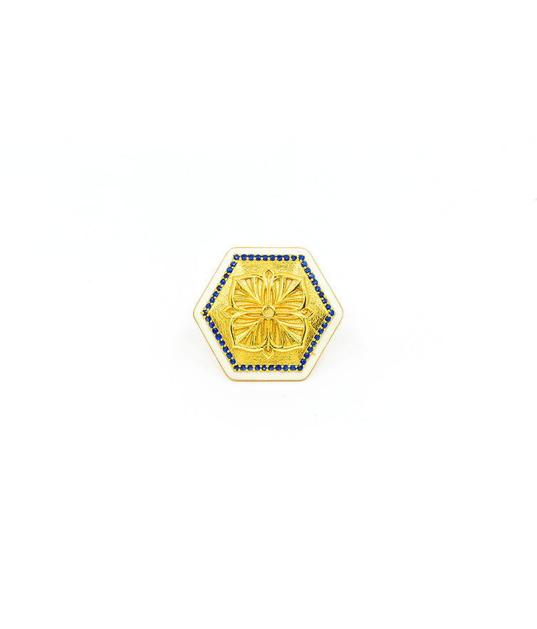 Golden Blue Zircon Magnolia Sherwani Buttons